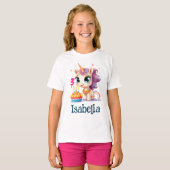 Personalized Unicorn Girl Birthday Party T-shirt (Voorkant volledig)