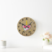 Personalized Unicorn Gold Glitter Wall Clock Ronde Klok (Huis)