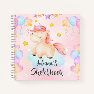 Personalized Unicorn Kids Sketchbook Notitieboek