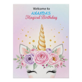 Personalized Unicorn Magical Birthday Welcome Perfect Poster