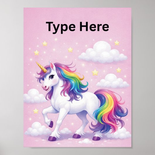 Personalized Unicorn Name Poster (Voorkant)