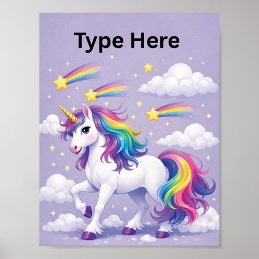 Personalized Unicorn Name Poster – (Purple) (Voorkant)