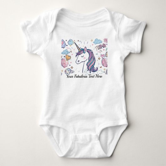 Personalized Unicorn Teddy Bear for Kids  Lovers Romper (Voorkant)