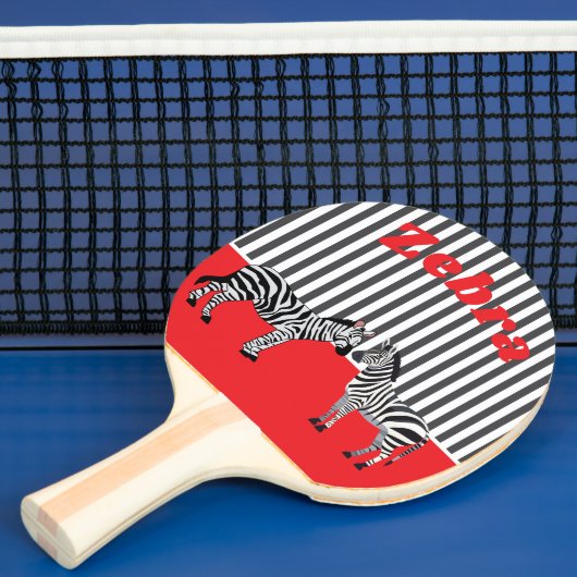 Personalized Unique background Zebra Red Black Tafeltennisbatje (Insitu)