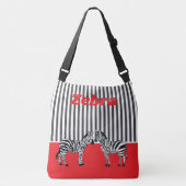 Personalized unique Zebra in red black Branding Crossbody Tas (Voorkant)