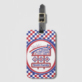 Personalized USA 250–Patriotic Retro Marquee Bagagelabel (Voorkant (verticaal))