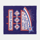 Personalized USA 250–Patriotic Retro Marquee Fleece Deken (Voorkant (Horizontaal))