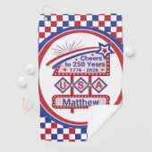 Personalized USA 250–Patriotic Retro Marquee Golfhanddoek (Insitu)