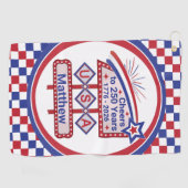 Personalized USA 250–Patriotic Retro Marquee Golfhanddoek (Horizontaal)
