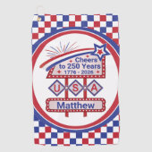 Personalized USA 250–Patriotic Retro Marquee Golfhanddoek (Voorkant)