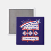 Personalized USA 250–Patriotic Retro Marquee Magneet (Voorkant / Achterkant)