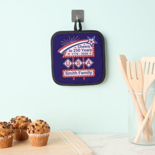 Personalized USA 250–Patriotic Retro Marquee Pannenlap (Insitu(Ophanging))