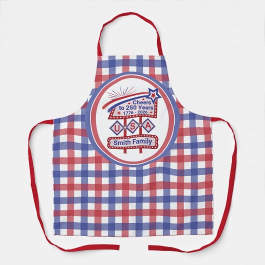 Personalized USA 250–Patriotic Retro Marquee Schort (Voorkant)
