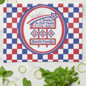 Personalized USA 250–Patriotic Retro Marquee Theedoek (Gevouwen)