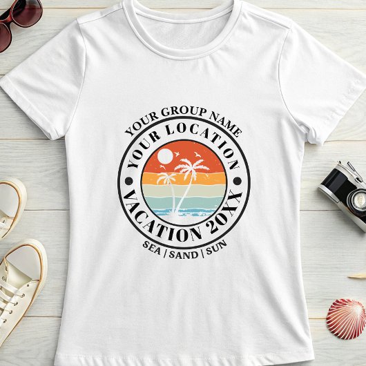 Personalized Vacation Palm Badge, Group Vacation T-shirt