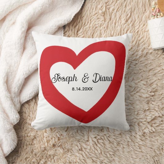 Personalized Valentine Anniversary Red Heart Names Kussen (Deken)