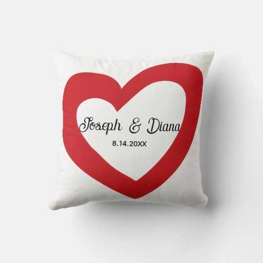 Personalized Valentine Anniversary Red Heart Names Kussen (Achterkant)