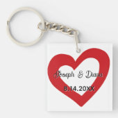 Personalized Valentine Anniversary Red Heart Names Sleutelhanger (voorkant)