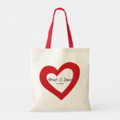 Personalized Valentine Anniversary Red Heart Names Tote Bag (Achterkant)