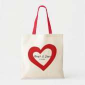 Personalized Valentine Anniversary Red Heart Names Tote Bag (Voorkant)