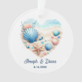 Personalized Valentine Anniversary Seashell Heart Ornament (voorkant)
