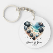 Personalized Valentine Anniversary Seashell Heart Sleutelhanger (Voorkant)