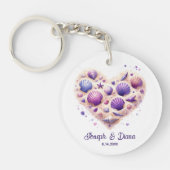 Personalized Valentine Anniversary Seashell Heart Sleutelhanger (Voorkant)
