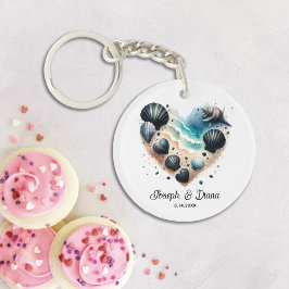 Personalized Valentine Anniversary Seashell Heart Sleutelhanger