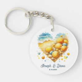 Personalized Valentine Anniversary Seashell Heart Sleutelhanger
