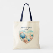Personalized Valentine Anniversary Seashell Heart Tote Bag (Achterkant)