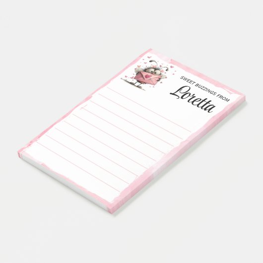 Personalized Valentine Bee Notepad Post-it® Notes (Schuin)