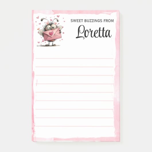 Personalized Valentine Bee Notepad Post-it® Notes (Voorkant)