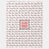 Personalized Valentine Blanket Pink Black Hearts  Fleece Deken (Voorkant)