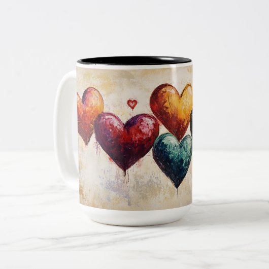 Personalized Valentine Coffee Mug, Custom Valentin Tweekleurige Koffiemok (Voorkant links)