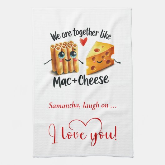 Personalized Valentine Kitchen Towel Food Puns Theedoek (Verticaal)