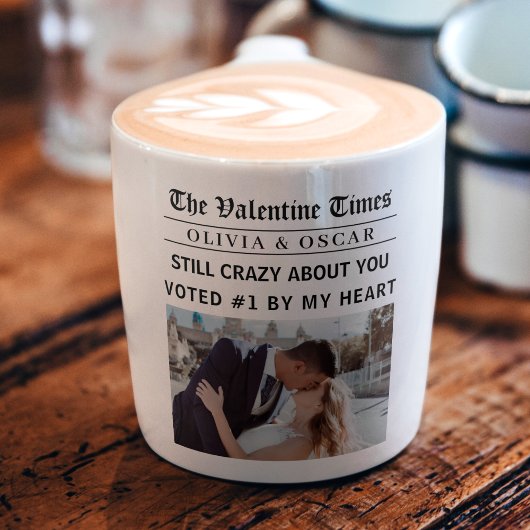 Personalized Valentine Newspaper Espresso Kop