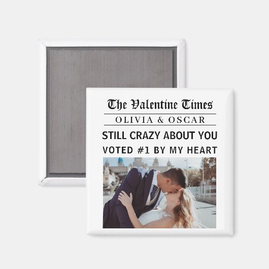 Personalized Valentine Newspaper  Magneet (Voorkant / Achterkant)