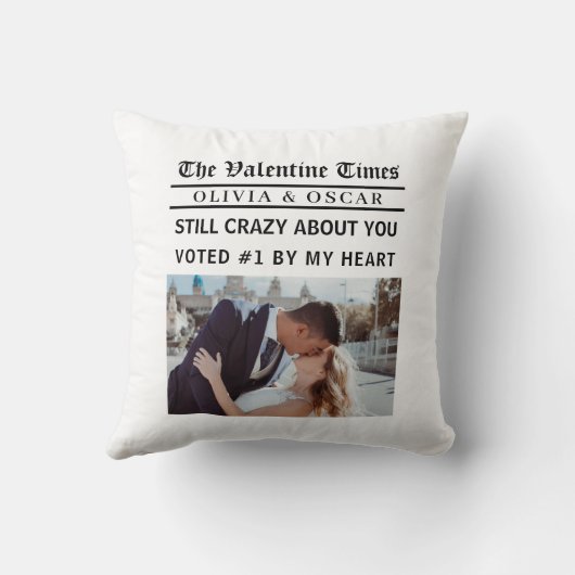 Personalized Valentine Newspaper Photo  Kussen (Achterkant)