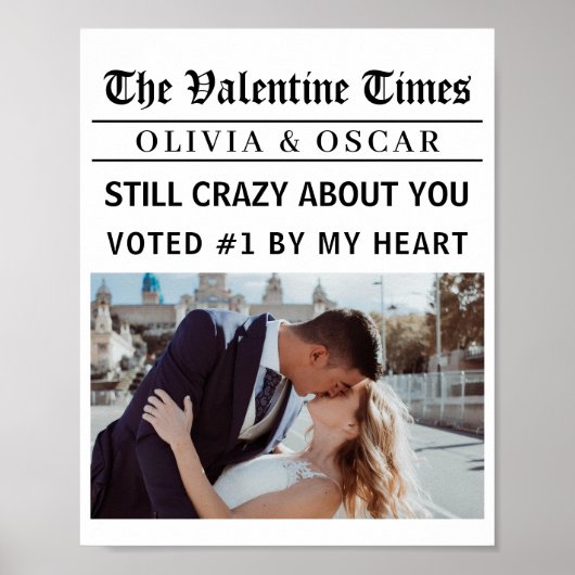 Personalized Valentine Newspaper Photo Poster (Voorkant)