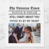 Personalized Valentine Newspaper  Wijn Etiket (Enkel label)