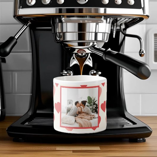 Personalized Valentine Phot with Hearts Espresso Kop