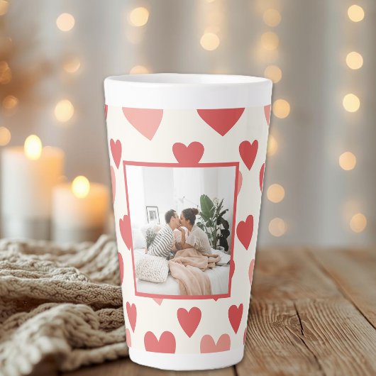 Personalized Valentine Photo Heart Latte Mug Latte Mok