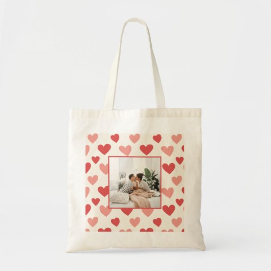 Personalized Valentine Photo Heart Tote Bag (Voorkant)