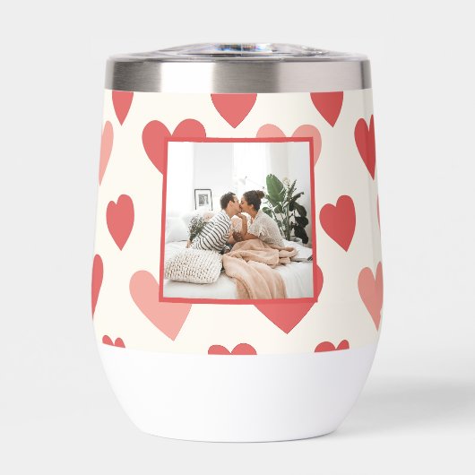 Personalized Valentine Photo Heart Water Bottle (Voorkant)