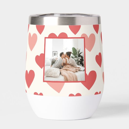 Personalized Valentine Photo Heart Water Bottle (Achterkant)