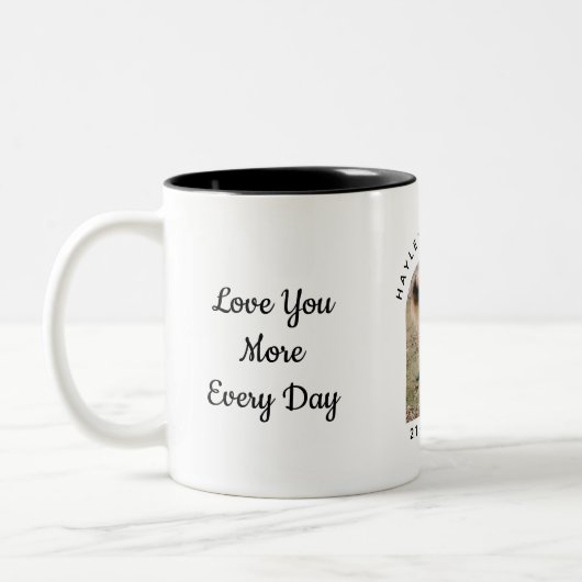Personalized Valentine Photo Mug for Couples Tweekleurige Koffiemok (Links)