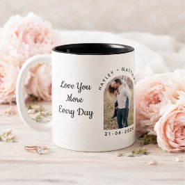 Personalized Valentine Photo Mug for Couples Tweekleurige Koffiemok