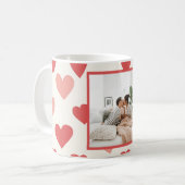 Personalized Valentine Photo Mug with Red Hearts Koffiemok (Voorkant links)