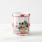 Personalized Valentine Photo Mug with Red Hearts Koffiemok (Center)