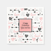 Personalized Valentine Pink Black Hearts Sketch  Servet (Voorkant)